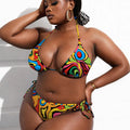 Women's bikini set with matching skirt in nylon fabric available in sizes XL to 4XL picture colour