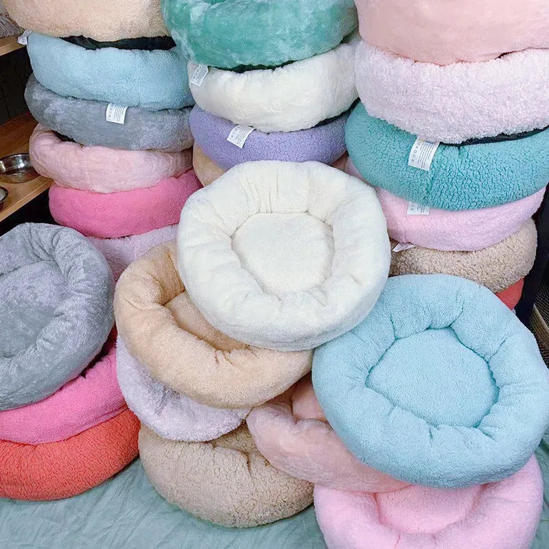 Small and medium pet bed dog mat in soft cloth, available in 35cm 45cm 58cm outer diameter sizes