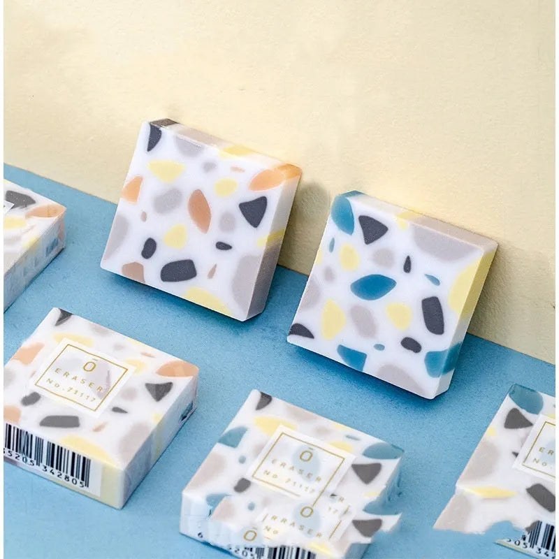 White rubber brick eraser with super clean traceless design for pencil marks