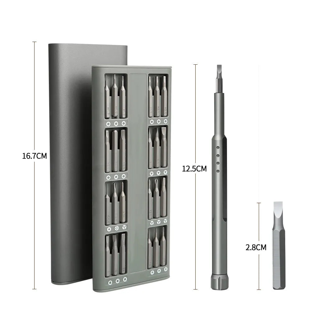 49-in-1 magnetic precision screwdriver set for mobile phone repair in a storage case.