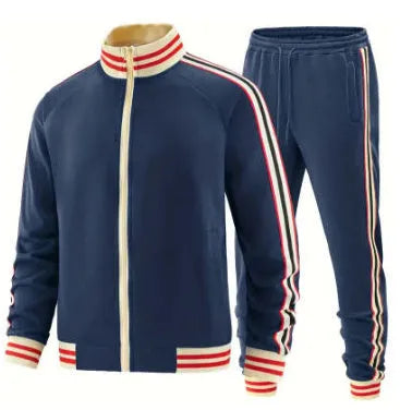 Turtleneck zipper cardigan trousers suit in polyester fabric with street style design