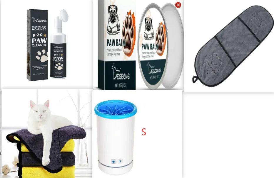 Automatic pet foot washing cup with silicone brushes in three sizes for dogs and cats