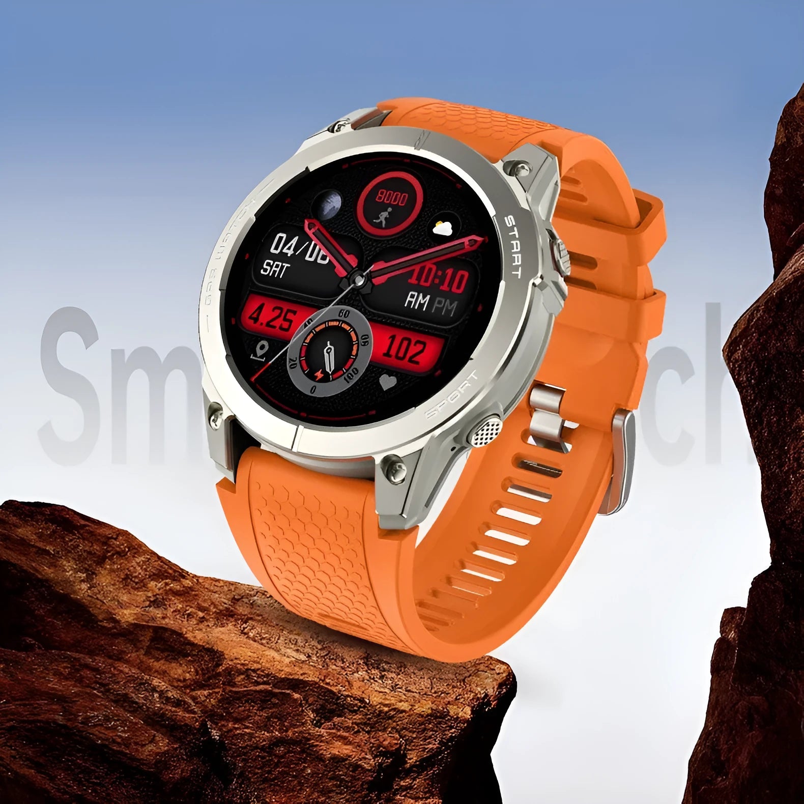 S53 Outdoor GPS Sports Call Smart Watch in black with 1.43-inch touch screen