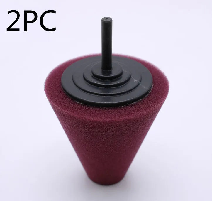 Car polishing sponge disc with net steel ring and 6mm handle, colour-coded for different abrasiveness levels