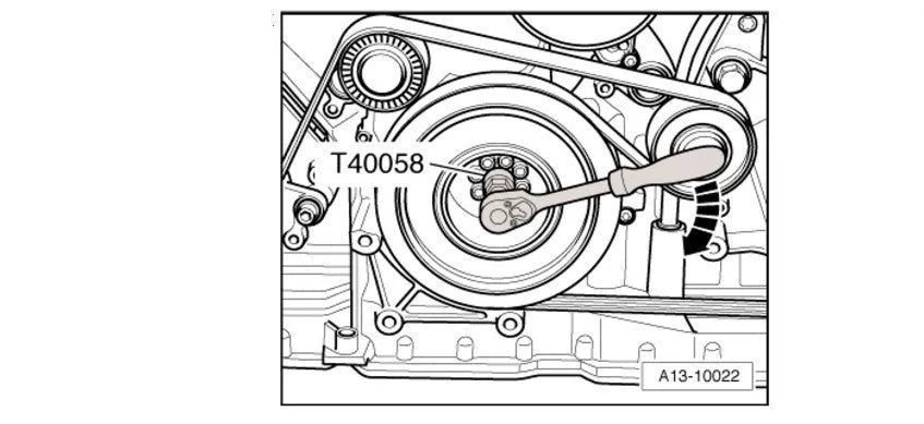 Aodi T40058 crankshaft rotating sleeve engine timing tool with adapter guide pin.