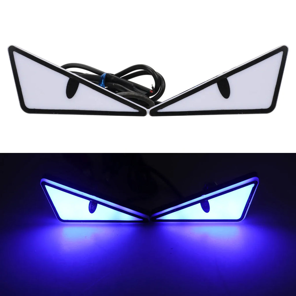 Pair of Triangle Eyes 12V plastic decorative motorcycle and car lights in semicircle shape with colour options