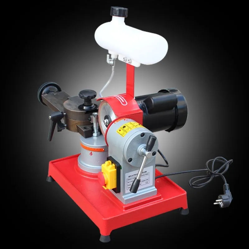 Xiao Mo Wang manual sharpedge grinding machine for alloy circular saw blades on a workbench.