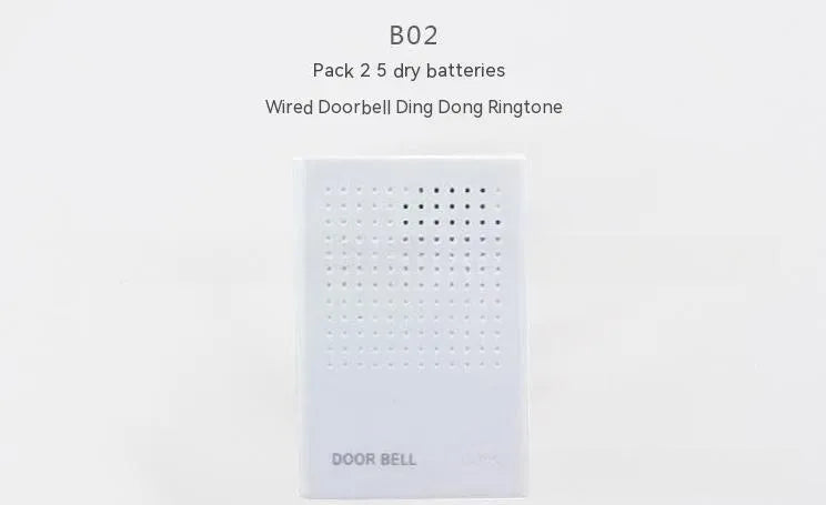 White wired doorbell 87x62x23mm battery-mounted for hotels and home use