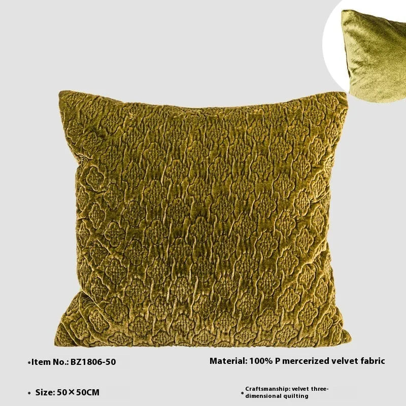 Chinese antique style quilted cushion pillow in brown gold, autumn green, or beige colours