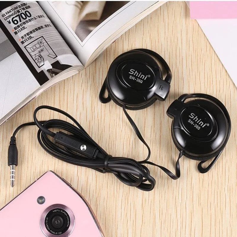 Ear hook earphones with 3.5mm plug, heavy bass, and HD voice in five colours