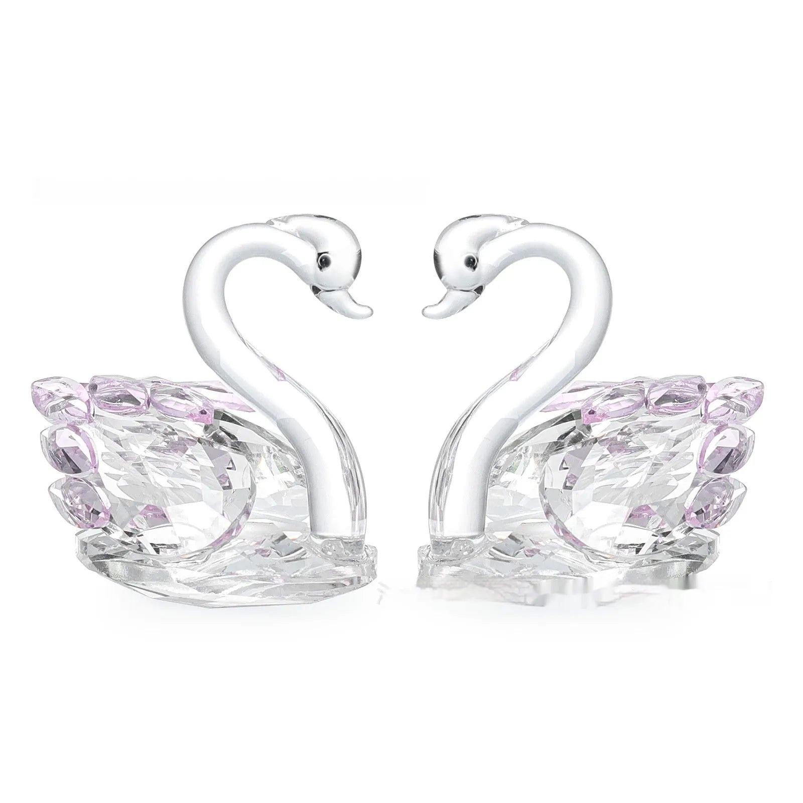 Crystal swan decoration in red, blue, pink, or violet with solid head or empty pipe style