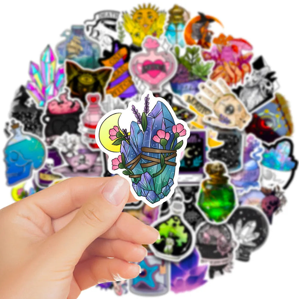 50 piece waterproof PVC luggage stickers with glossy finish for travel personalisation