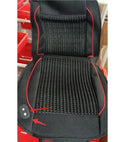 Black car ventilation seat cushion measuring 60cm square with power cord