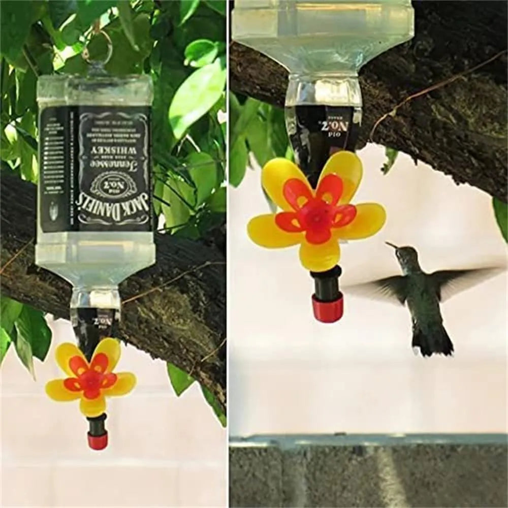 Wine bottle bird feeder for outdoor garden and courtyard decoration, single head or three heads option