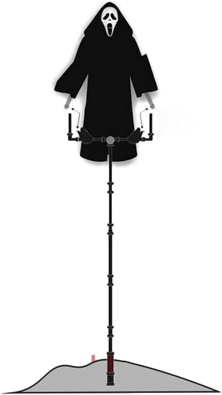 Plastic skeleton scarecrow with screaming skull design for Halloween decoration and garden bird control