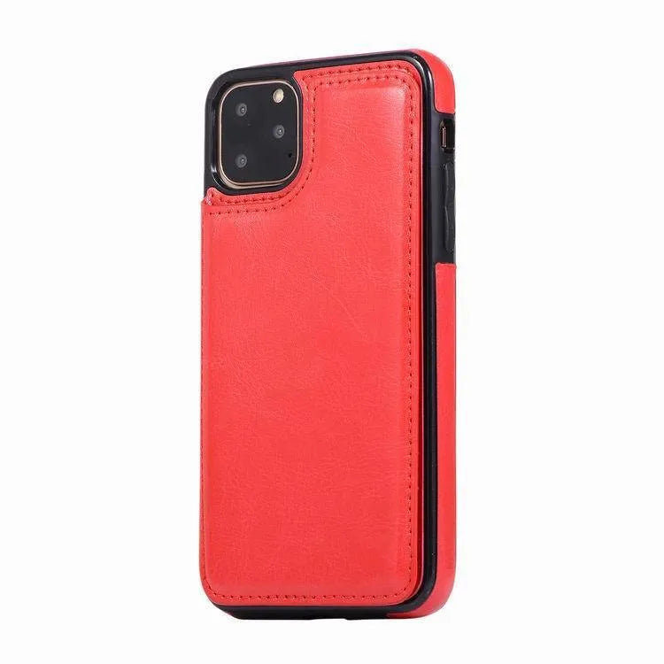 Crazy Horse pattern leather double buckle holster phone case for iPhone 13 in multiple colour options