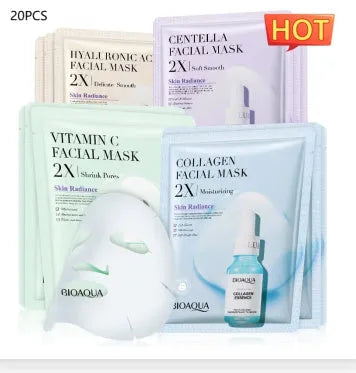 Collagen and hyaluronic acid face sheet mask set with 30g gel formula