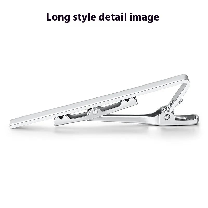 Laser copper electroplated colour tie clip, flat head geometric design, 5.8cm length, silver colour option