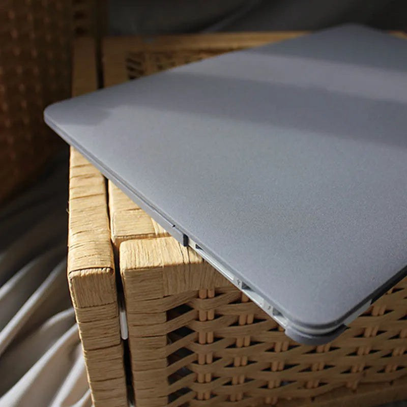 Quicksand Cobalt Gray protective shell for Apple MacBook, simple sticker design, front view