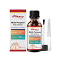 30ml bottle of tea tree oil nail care solution with white willow bark and a nail file.