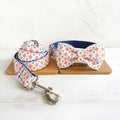Dog bow collar with polyester traction rope and bow in Lantern colour, sizes XS to XL, 10-11cm length and 6cm width