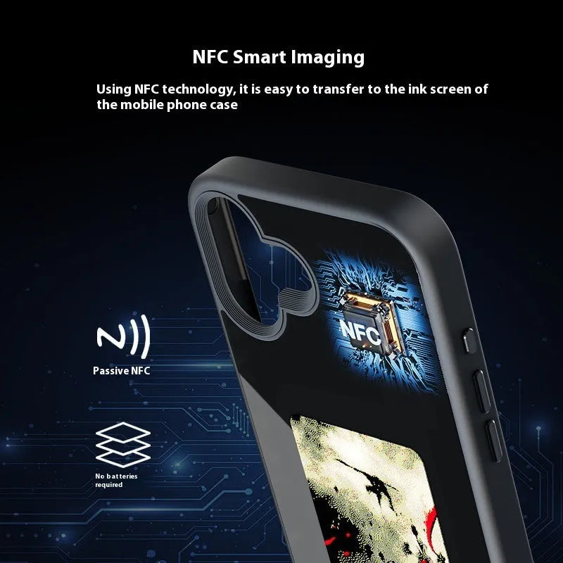 Four colours e-ink screen phone case mirror finish TPU for iPhone 16 Pro Max with black blue grey pink options