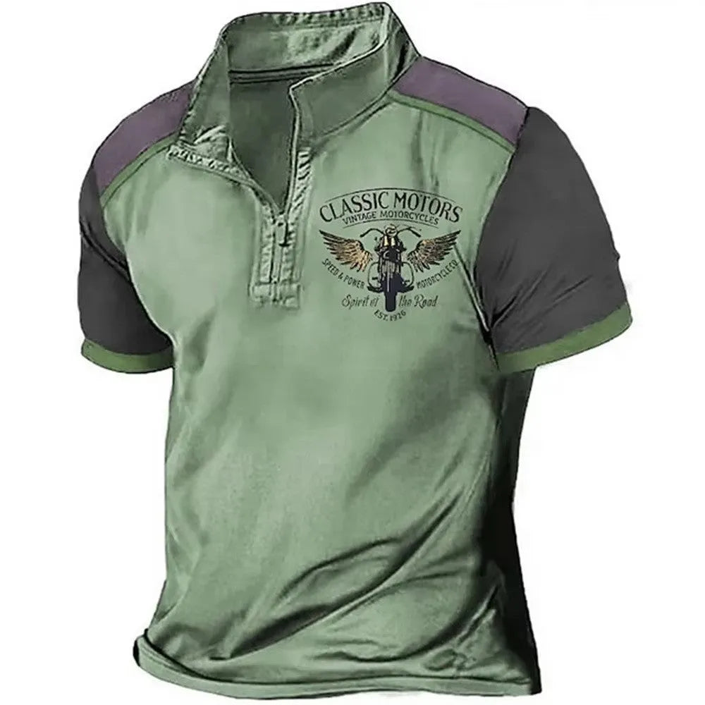 3D printed loose-fit golf polo shirt in polyester bird eye cloth showing detailed pattern and pullover style