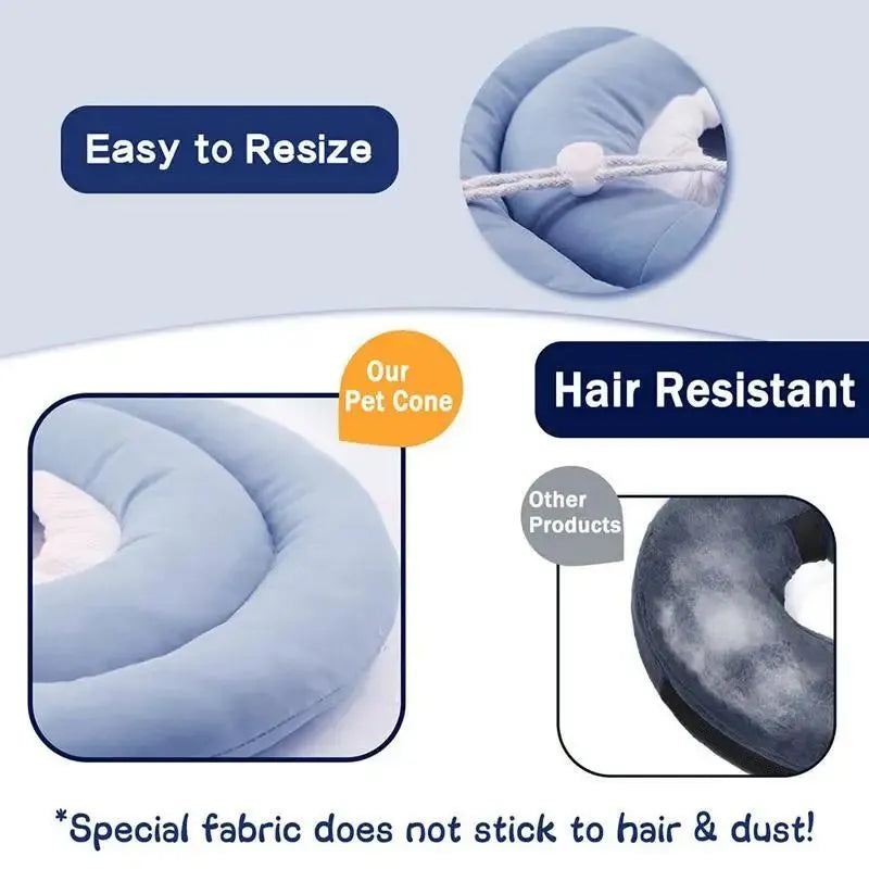 Blue adjustable waterproof Elizabethan collar for a dog showing the buckle and cone shape