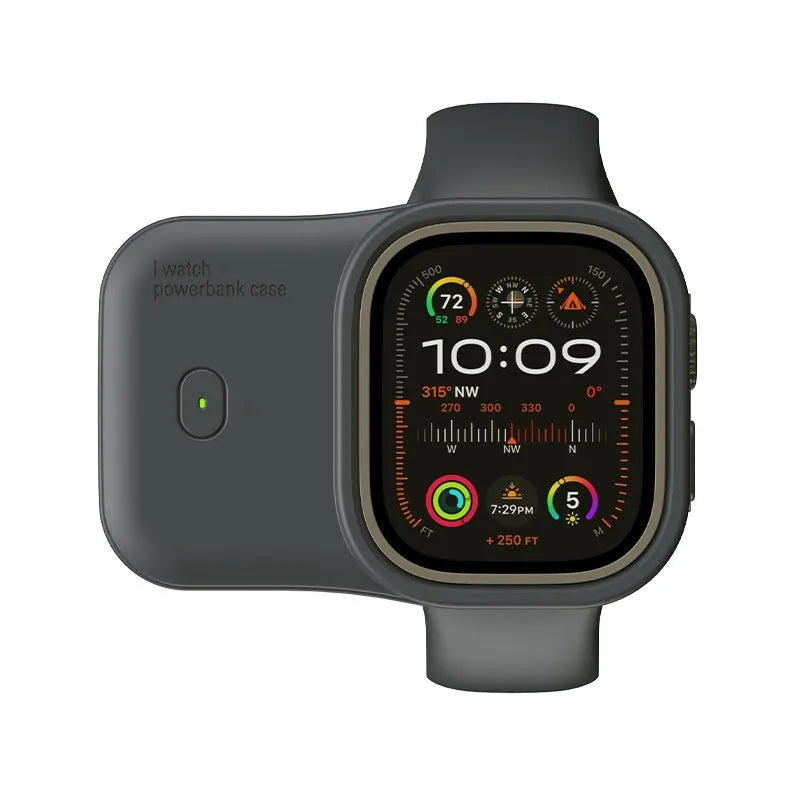 Apple Watch wireless charging case power bank with silicone protection case in Brown colour