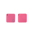 Anti-lost device in black ABS plastic, 38x38x7mm, with keyring attachment on white background