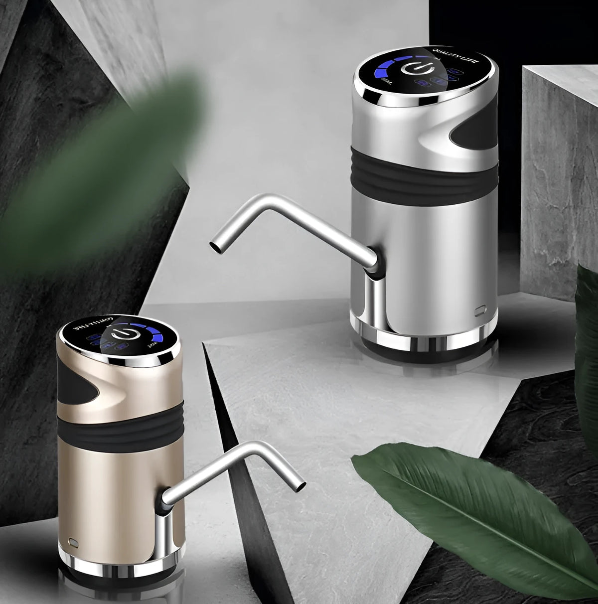USB charging bucket water absorber with touch button, stainless steel hose, and child lock in gold colour