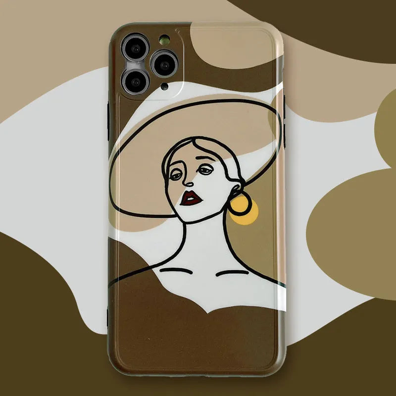 Orange yellow line art cartoon soft gel phone case for Apple iPhone 11 Pro Max
