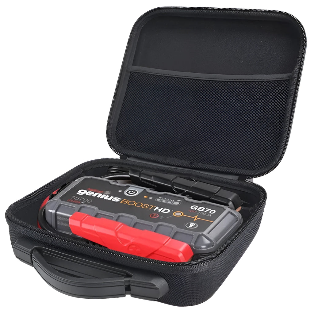 Black EVA shockproof carry case for NOCO Genius Boost GB70 jump starter with double zipper and hand strap