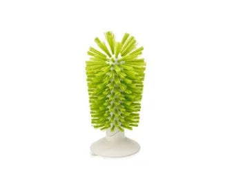 Grey rotating cup brush with suction cups for wall mounting and double cleaning heads