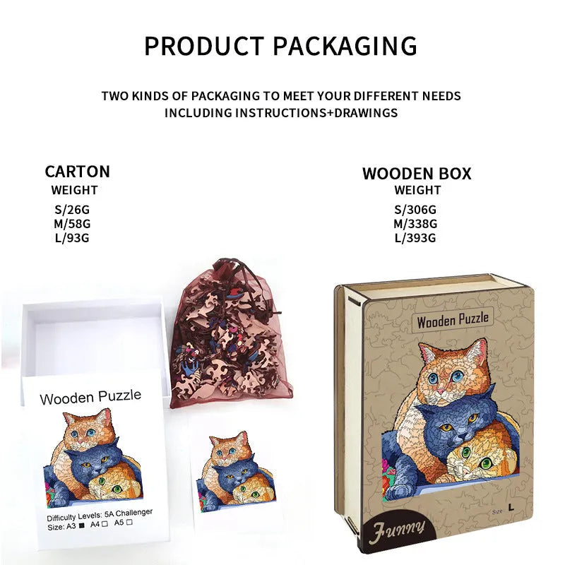 Irregular wooden shaped animal puzzle toy jigsaw board set in paper box case