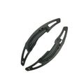 Pair of aluminium alloy paddle shift extenders for BMW M models on a black background