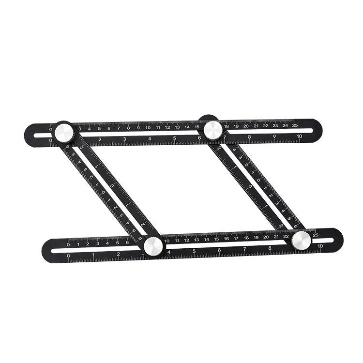 Aluminium alloy four-sided ruler with inch and centimetre markings used as a layout template tool