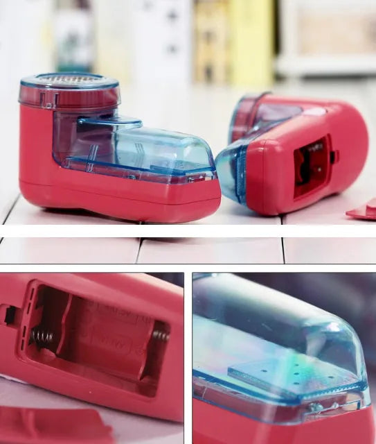 Portable electric lint remover device for removing pills from sweaters and fabrics