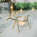 Wrought iron fawn candle holder with glass candle cup, electroplated finish in black or gold