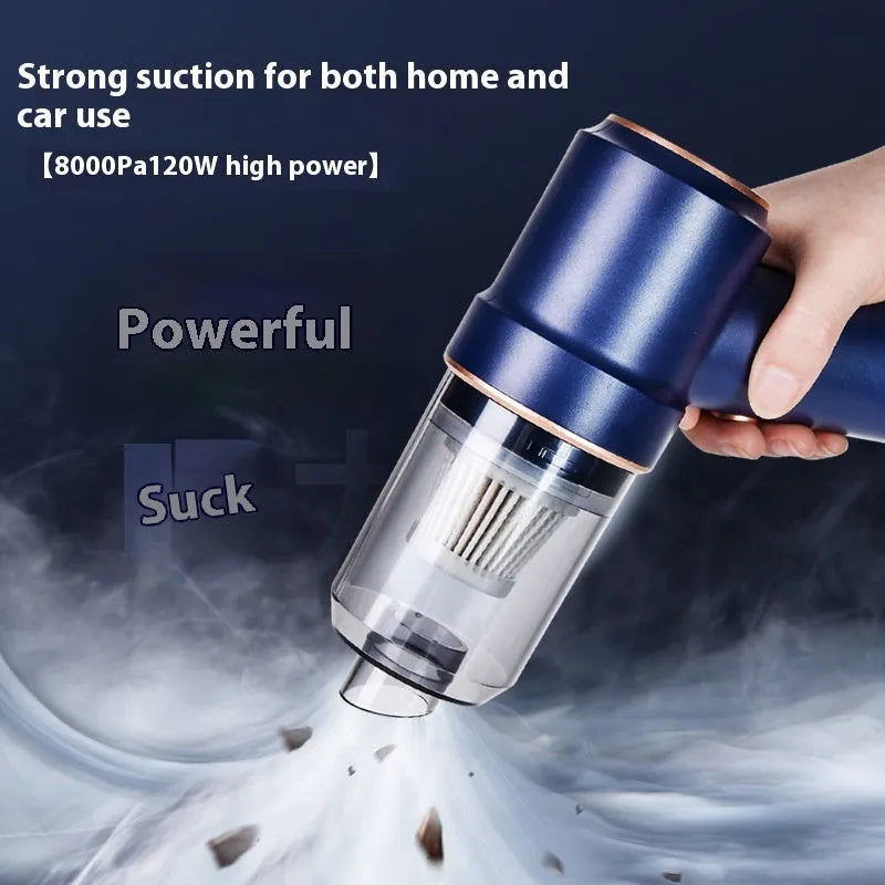 Wireless handheld car cleaner in Moran Blue with nozzle and water absorption function