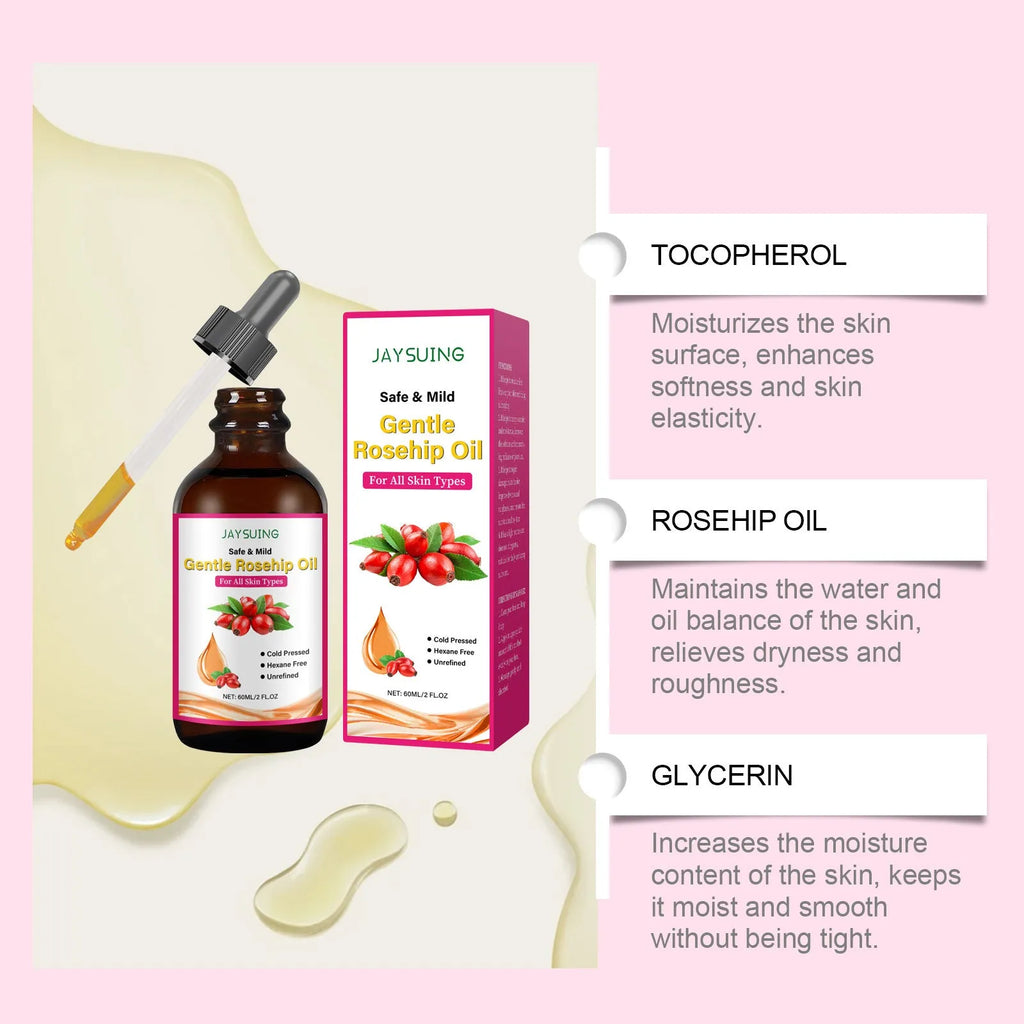 Rose fruit seed facial oil 60ml bottle with rose hip oil and vitamin E for face care