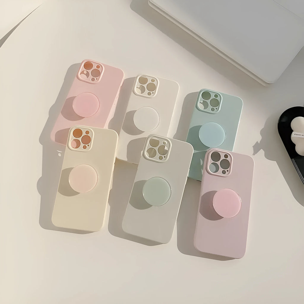 Solid colour TPU bracket phone case for Apple iPhone, soft shell with stand holder, multiple colour options