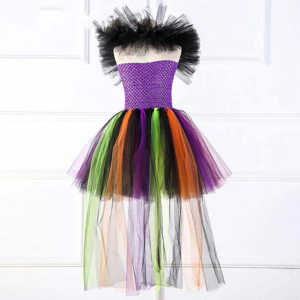 Halloween wizard girl dress in photo colour made from nylon fabric for children ages 2-12