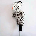 Animal-shaped golf club cover for fairway woods in dip dyed plush with pearl cotton filling, available in brown and white