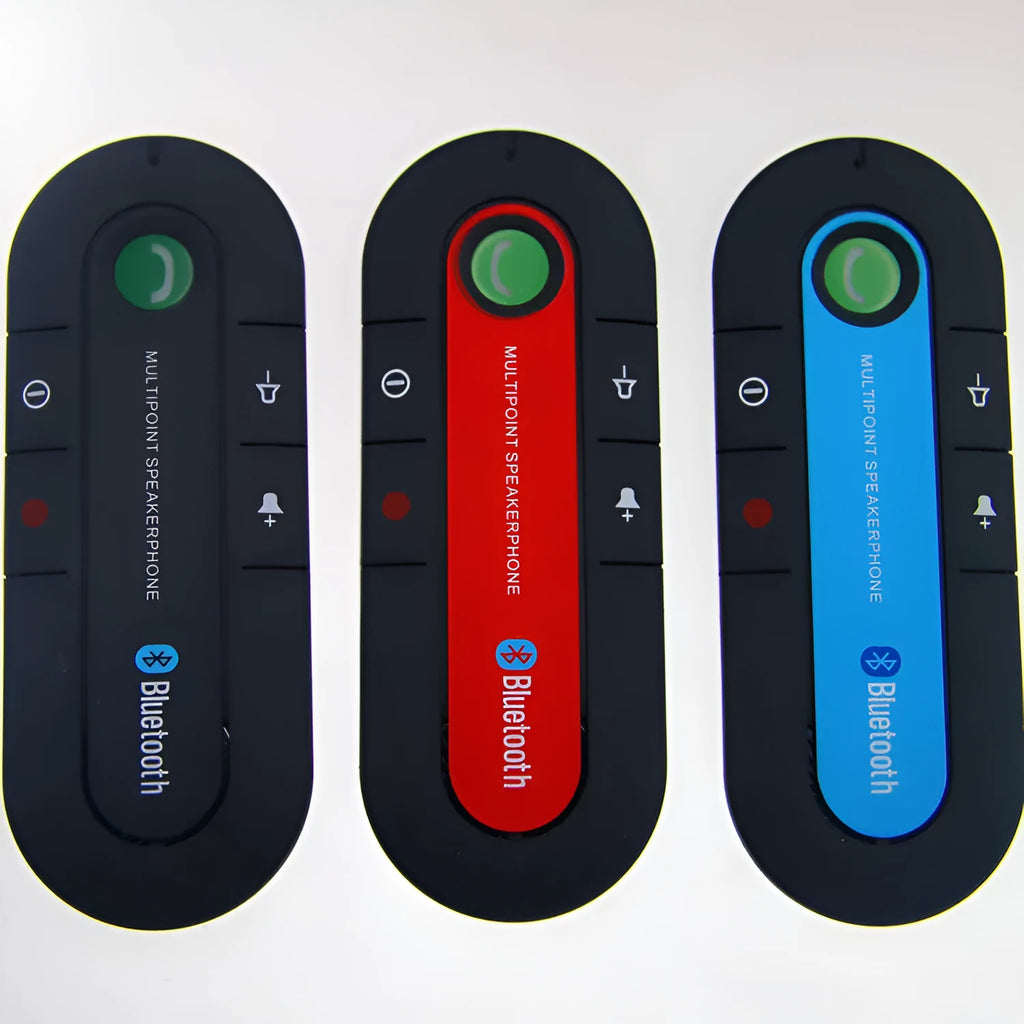 Vehicle Bluetooth handsfree unit with car charger and mounting clip in choice of colours