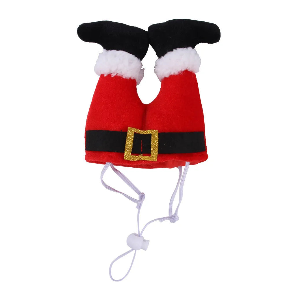 Red polyester Christmas hat for small dogs and cats, one size 20x17x5 cm