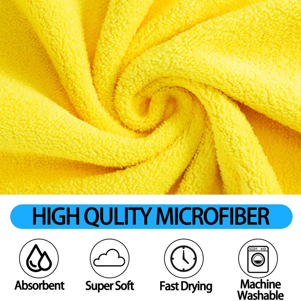 Yellow microfiber pet drying towel with hook, three sizes 30x60cm, 50x100cm, 70x140cm