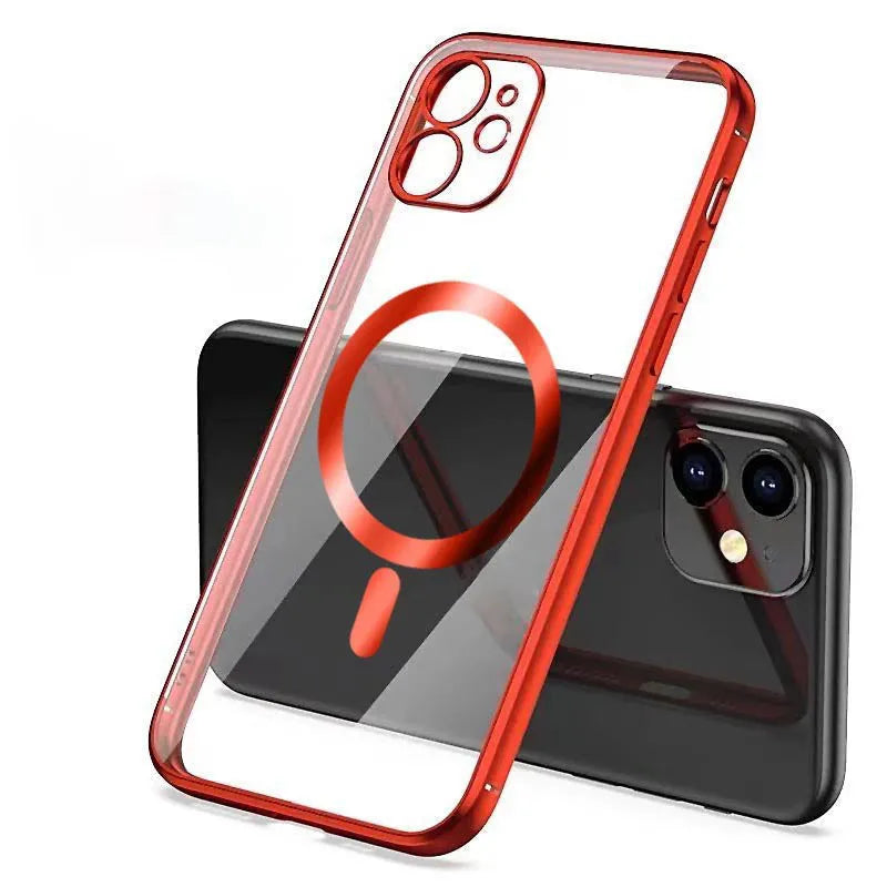 Magnetic suction electroplated phone case for Apple iPhone in solid colours