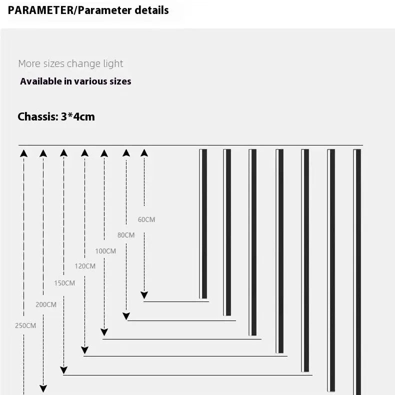 80cm black aluminium LED strip wall lamp with touch control panel on a modern interior wall.
