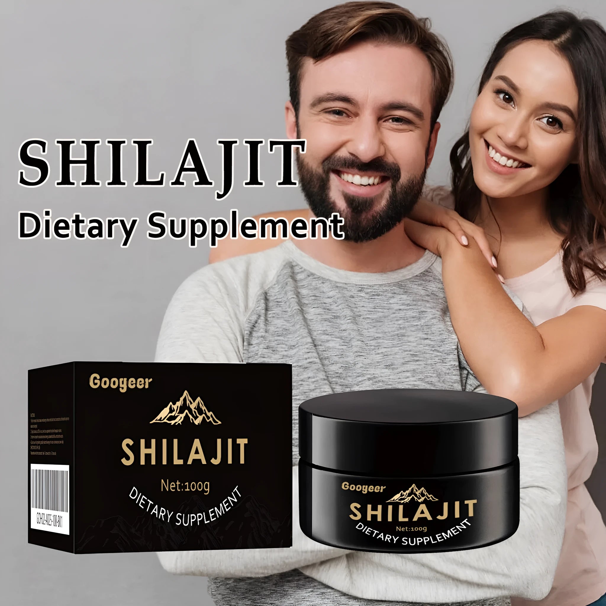 Googeer Shilajit 100g dietary supplement resin jar for body care applications